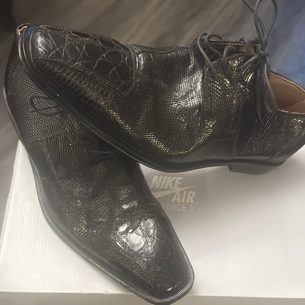 David Eden authentic crocodile/ lizard Men's Black Dress Shoes